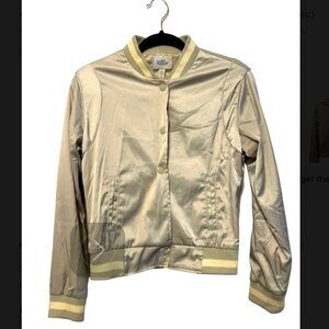 Lark & Wolff Satin Bomber Jacket – Champagne Beige – Size S